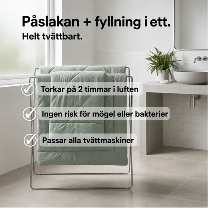 EasySleep® Duvet – Det 2-i-1 snabbtorkande täcket som gör lakan överflödiga.