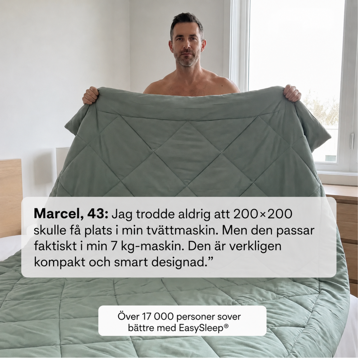 EasySleep® Duvet – Det 2-i-1 snabbtorkande täcket som gör lakan överflödiga.